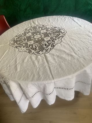 Superbe  Nappe de Banquet en Pur Lin Ancien – 210 x 210 cm 