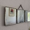 Miroir vintage 1930 triptyque de barbier simili cuir lie de 