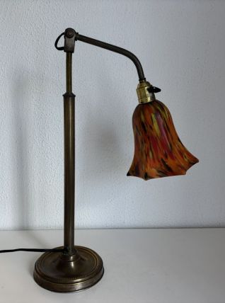 Lampe vintage 1900 pâte de verre de Clichy bureau atelier la