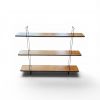 Etagere vintage murale bois et métal noir 