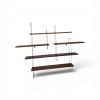 Etagère vintage asymétrique en bois foncé et métal noir