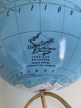 Globe vintage 1960 terrestre Taride tripode métal doré - 28 