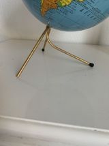 Globe vintage 1960 terrestre Taride tripode métal doré - 28 