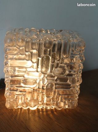 Applique plafonnier verre moulé pressé année 60/70
