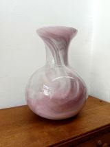 Vase style Murano en verre rose vintage 