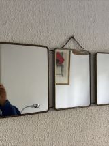 Miroir vintage 1960 triptyque barbier coiffeur japonisant - 