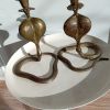 Paire flambeaux zoomorphe Cobra Naja en bronze 
