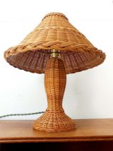 Lampe en rotin vintage vers 1970 