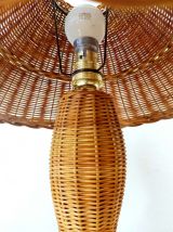 Lampe en rotin vintage vers 1970 