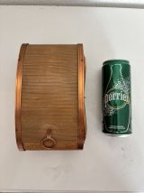 Distributeur cigarettes vintage 1960 boîte rideau bois cuivr