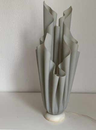 Lampe vintage 1970 Athéna Georgia Jacob drapée gris souris -