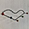 Portemanteau vintage 1960 coeur 5 patères boules bois - 60 c