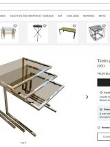 Suite de 3 tables gigognes vintage chrome et verre fumé
