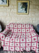 Plaid/Couverture Vintage Fait Main en bon etat
