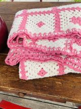 Plaid/Couverture Vintage Fait Main en bon etat