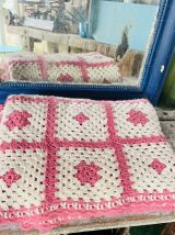 Plaid/Couverture Vintage Fait Main en bon etat