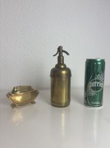 Porte-cigarettes vintage 1930 doré siphon soda briquet doré 