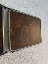 Miroir vintage 1900 triptyque barbier Art Nouveau - 19 x 78 