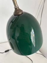 Lampe vintage 1900 de bureau laiton nickelé céladon - 52 cm