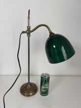 Lampe vintage 1900 de bureau laiton nickelé céladon - 52 cm