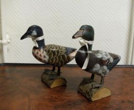 couple canards bois sculpté - peints - bon etat 