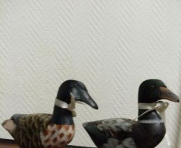 couple canards bois sculpté - peints - bon etat 