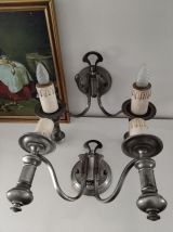 Paire d’appliques vintage Sciolari (Made in Italy) en métal 
