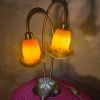 grande lampe 1970 bronze et laiton  style art nouveau 55x30 