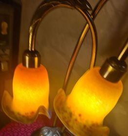 grande lampe 1970 bronze et laiton  style art nouveau 55x30 