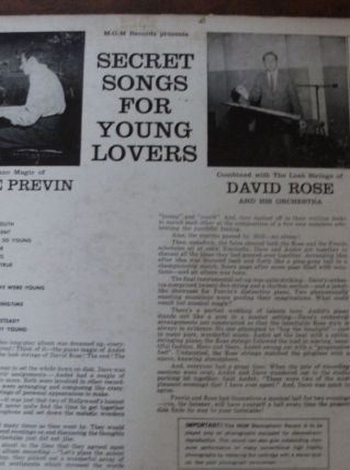 33 tours andré Previn - Like Young: Secret Songs For Young
