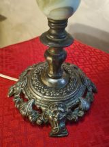 grande lampe bronze 1940 a 50 ,boules verres 60x24 elec ok i