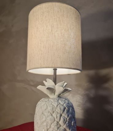 lampe ananas1960 porcelaine blanche  38x16 tres jolie modele