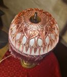 lampe laiton colonne laiton travaillé1880 avec dome verre ta