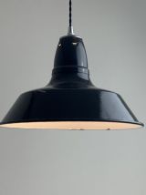 ANCIENNE SUSPENSION D’ATELIER EMAILLEE INDUSTRIEL