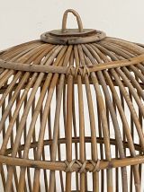Cage à oiseaux en rotin vintage 60's