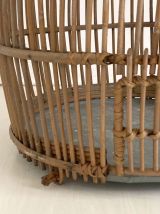 Cage à oiseaux en rotin vintage 60's