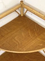 Etagère d'angle en rotin vintage 1960