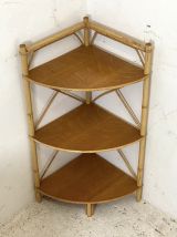 Etagère d'angle en rotin vintage 1960