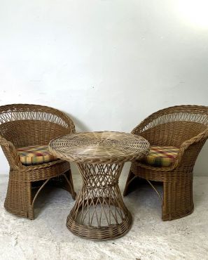 Salon en rotin vintage 70's
