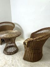 Salon en rotin vintage 70's