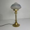 ANCIENNE LAMPE A POSER LAITON & VERRE VINTAGE