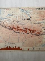Carte scolaire vintage 1950 recto verso "Les Alpes / Les Pyr