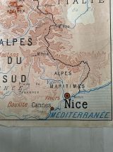 Carte scolaire vintage 1950 recto verso "Les Alpes / Les Pyr