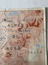 Carte scolaire vintage 1950 recto verso "Les Alpes / Les Pyr