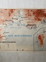 Carte scolaire vintage 1950 recto verso "Bassin Aquitain / M