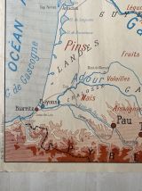 Carte scolaire vintage 1950 recto verso "Bassin Aquitain / M