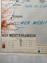 Carte scolaire vintage 1950 recto verso "Bassin Aquitain / M