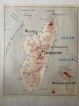 Carte scolaire vintage "Indochine et Madagascar"