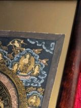 Tangka - Tibet, Nepal, encadrement Bois Exotique Fin XIXème
