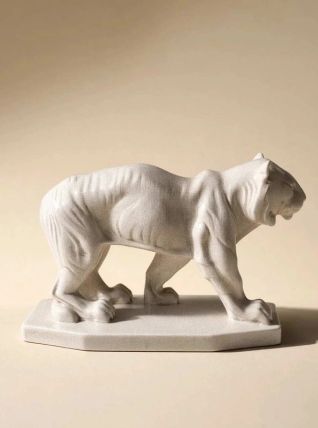 Sculpture Art Déco animalière Tigre - Émaux de La Louvière
